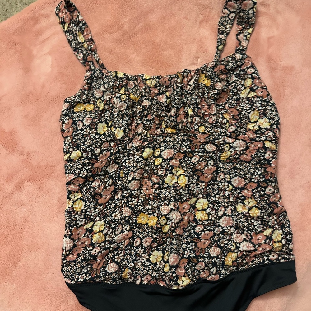 Abercrombie & Fitch Floral Bodysuit in Black and Pink